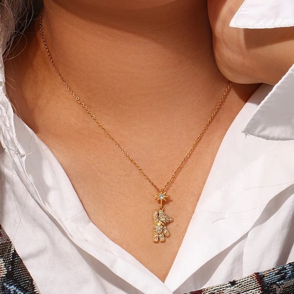 New Teddy Bear 18K Gold Necklace, nice Necklace, cute Necklace - Picture 2 of 6